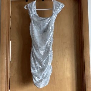 Silver/white sequin dress